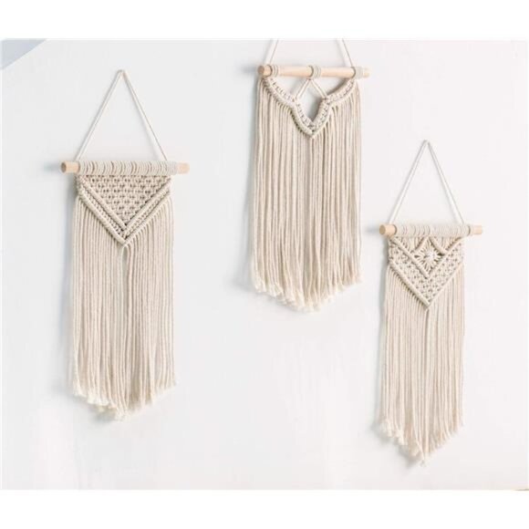 Small Macrame Wall Hanging 3 Pack Boho Art Woven Wall Decor Home Chic Decoration - Picture 4 of 8